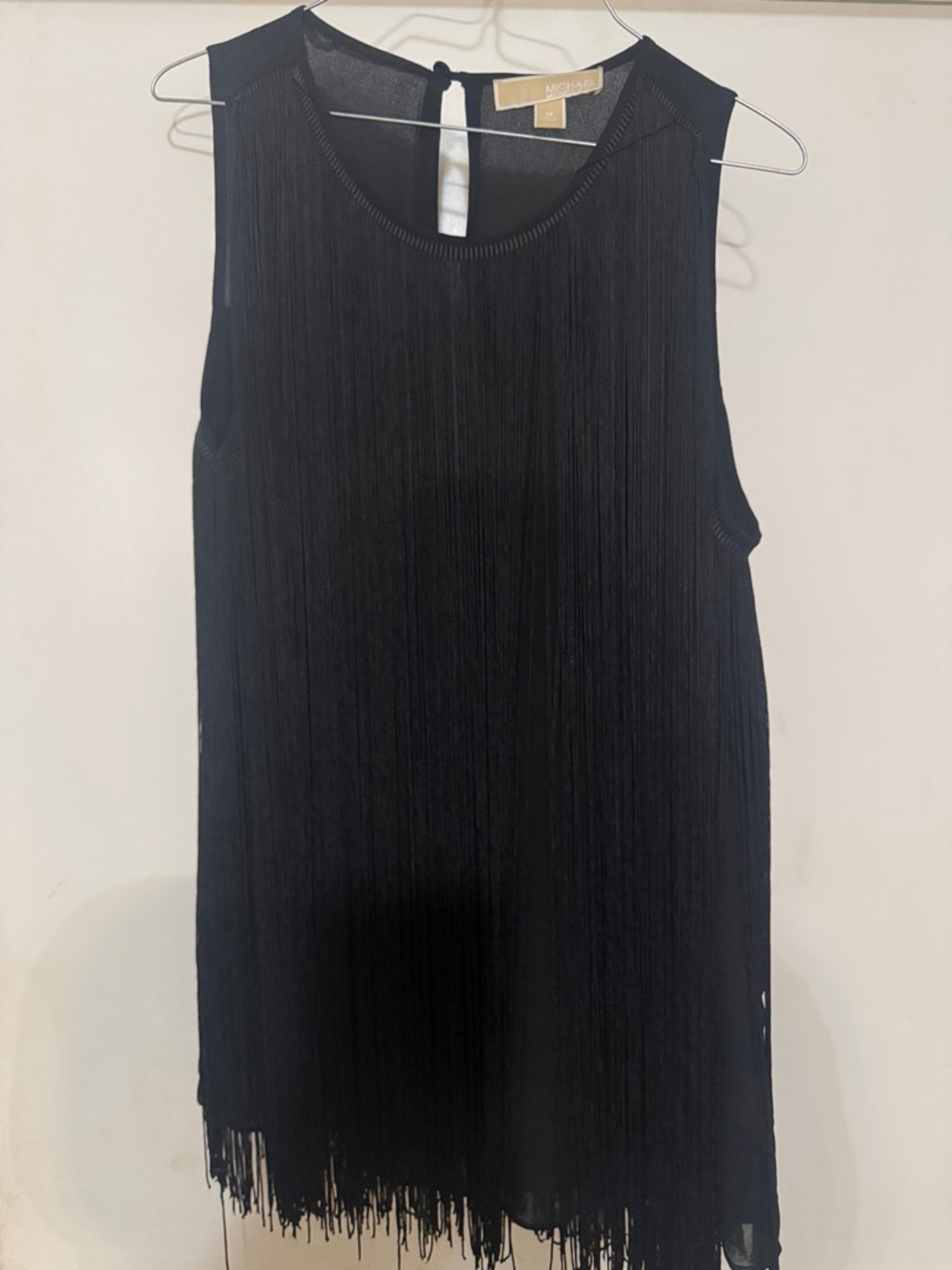 Michael Kors Black Sleeveless Fringe Tank